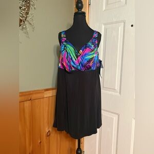 Black Asymmetrical V-Neck Sleeveless Sundress with hidden bottoms size 20 NWT